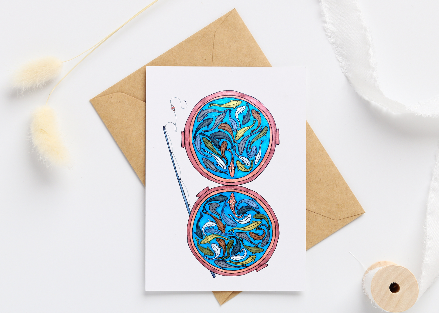 Matching Fish In A Barrel Greeting Card