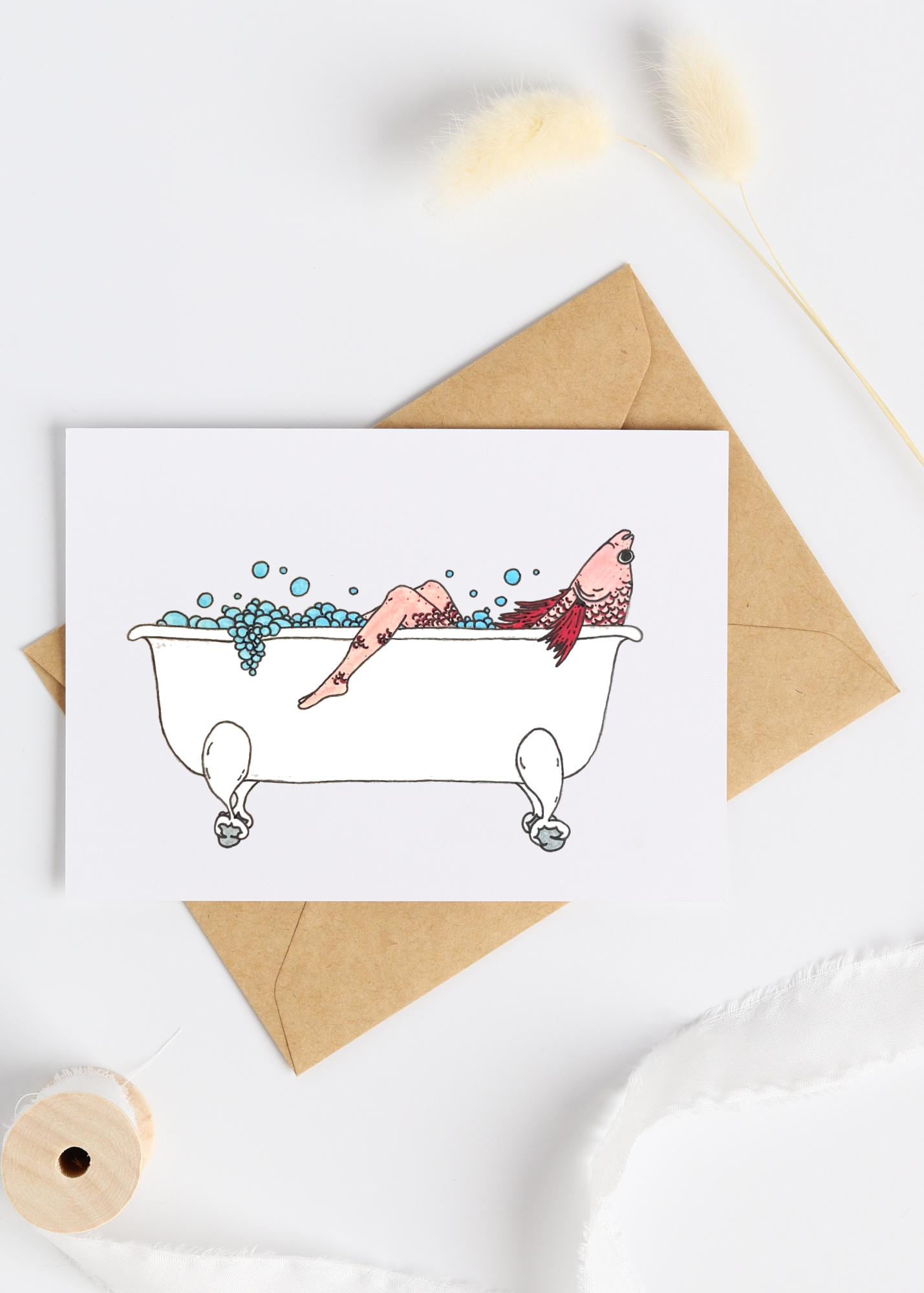 Beta In The Bathtub Greeting Card