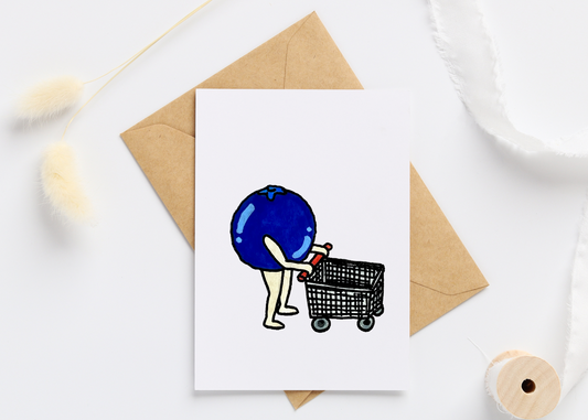 Blueberry Shopping Greeting Card