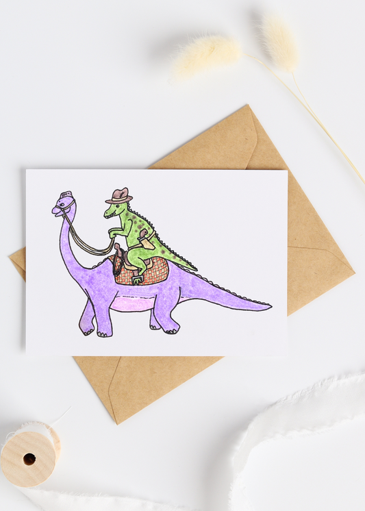 Dinosaur Cowboy Greeting Card