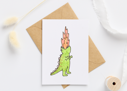 Fire Dinosaur Greeting Card