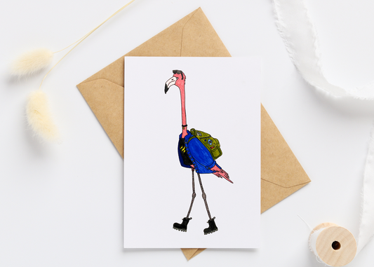 Punk Flamingo Greeting Card