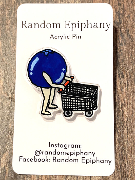 Blueberry Shopping Acrylic Pin